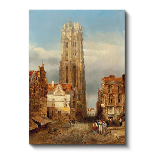 Bernardo Bellotto - Gotik Katedral Şehir Manzarası Kanvas Tablo