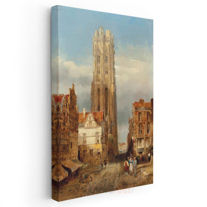 Bernardo Bellotto - Gotik Katedral Şehir Manzarası Kanvas Tablo