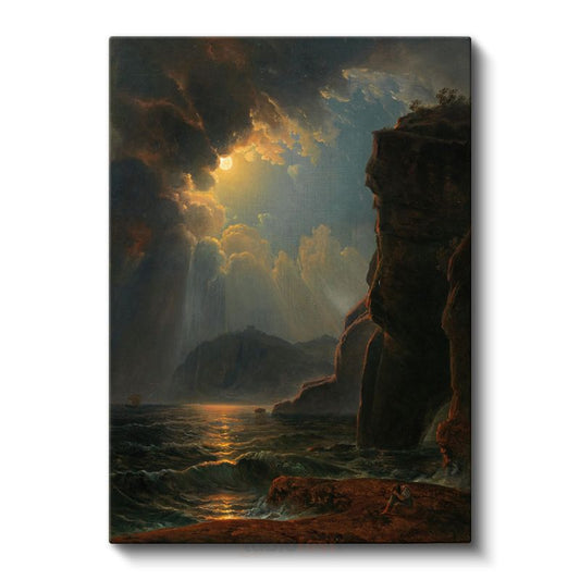 Joseph Mallord William Turner - Ay Işığında Deniz Manzarası Kanvas Tablo