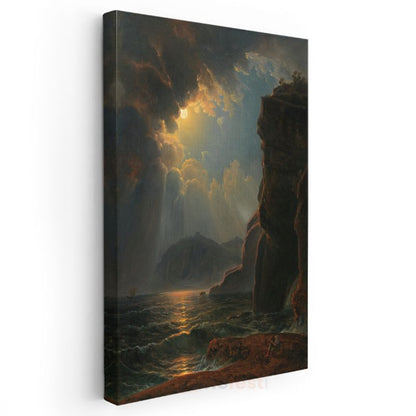 Joseph Mallord William Turner - Ay Işığında Deniz Manzarası Kanvas Tablo