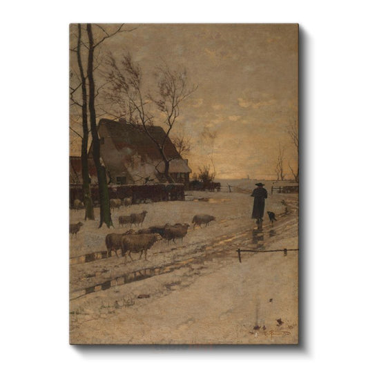 Joseph Farquharson - Kış Çobanı Kanvas Tablo