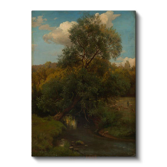 George Inness - Nehir Kenarında Ağaçlar Kanvas Tablo