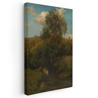George Inness - Nehir Kenarında Ağaçlar Kanvas Tablo