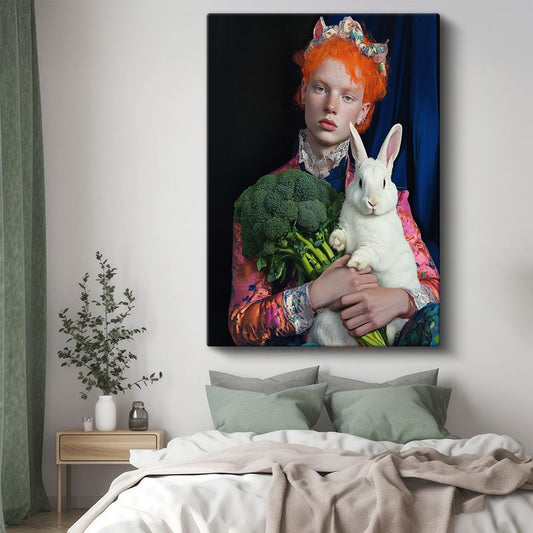 Tim Walker - Tavşanlı Portre Kanvas Tablo
