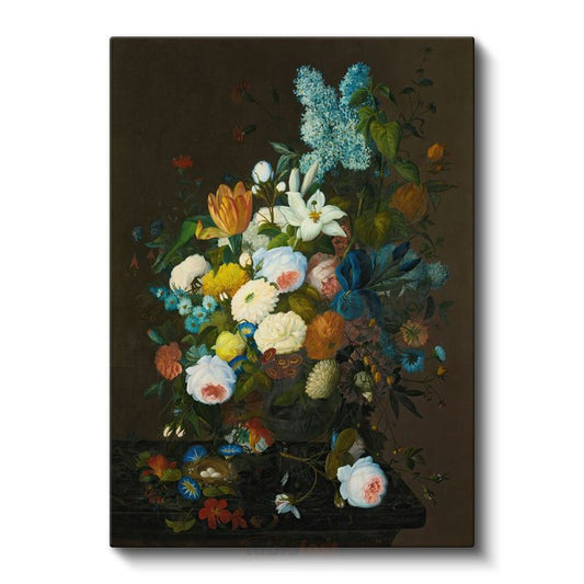 Jan Davidsz de Heem - Bahar Çiçekleri Natürmortu Kanvas Tablo