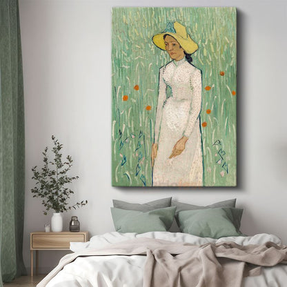 Vincent van Gogh - Sarı Şapkalı Kadın Kanvas Tablo