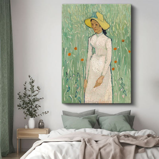 Vincent van Gogh - Sarı Şapkalı Kadın Kanvas Tablo