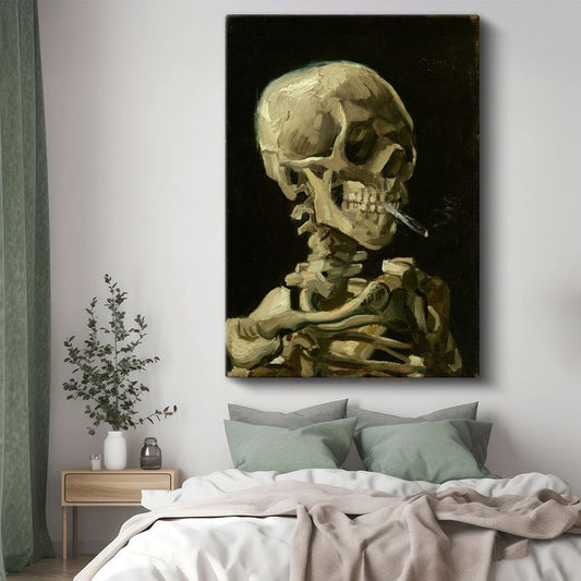 Vincent van Gogh - Sigara İçen Kafatası Kanvas Tablo