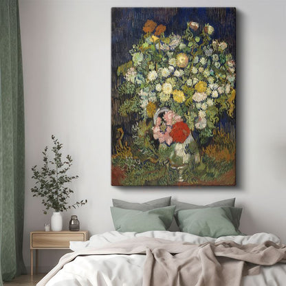 Vincent van Gogh - Vazoda Krizantemler ve Diğer Çiçekler Kanvas Tablo