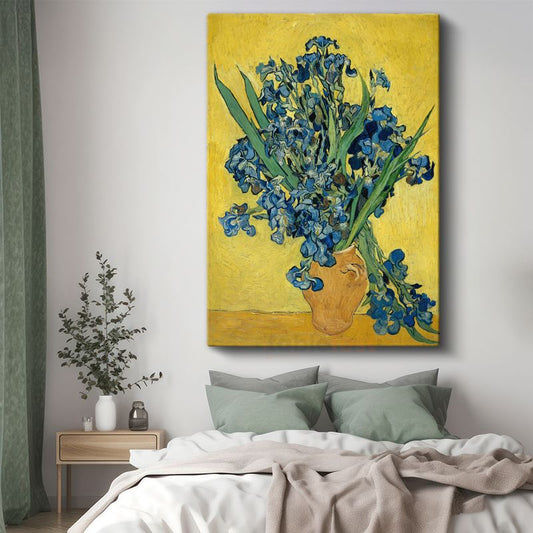 Vincent van Gogh - Sarı Arka Planda Süsenler Kanvas Tablo
