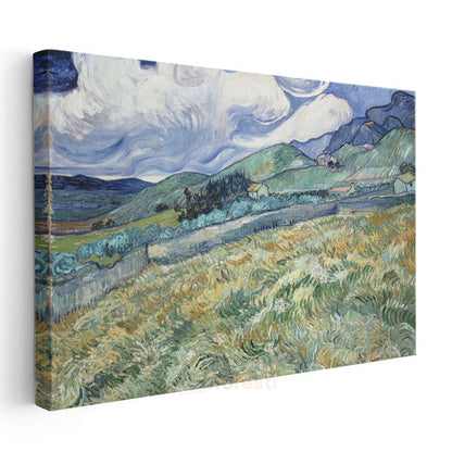 Vincent van Gogh - Buğday Tarlası ve Dağlar Kanvas Tablo