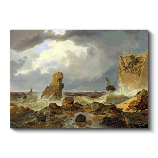 Andreas Achenbach - Fırtınalı Deniz Kanvas Tablo