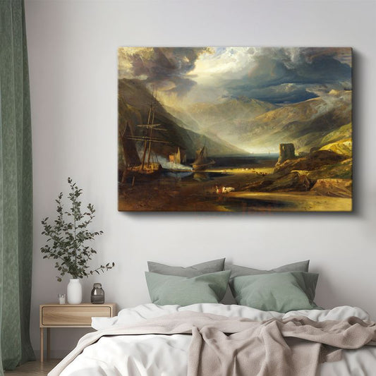 J.M.W. Turner - Dağlık Kıyı Manzarası Kanvas Tablo