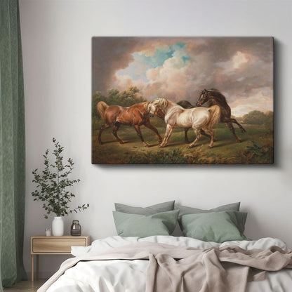 George Stubbs - Çayırda Atlar Kanvas Tablo