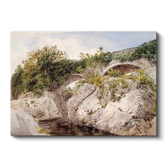 John Constable - Taş Köprü ve Kayalıklar Kanvas Tablo