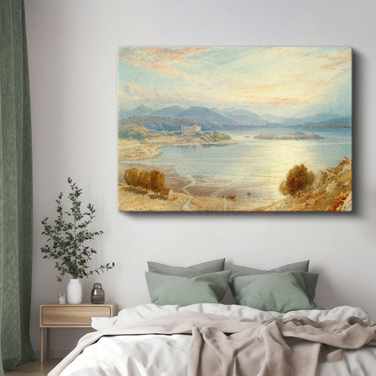 J.M.W. Turner - Göl Manzarası ve Kale Kanvas Tablo