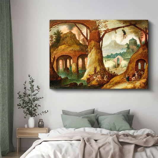 Jan Brueghel - Fantastik Manzara ve Harabe Kanvas Tablo