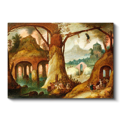 Jan Brueghel - Fantastik Manzara ve Harabe Kanvas Tablo