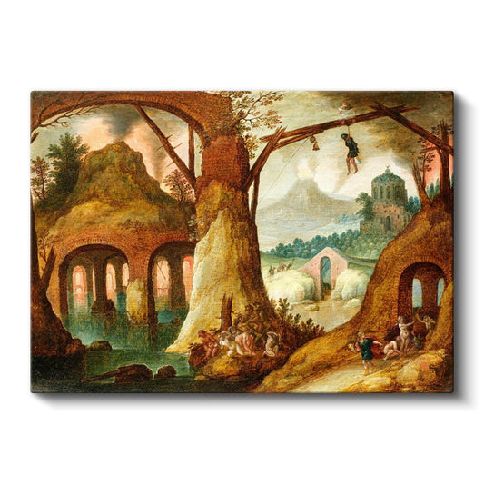 Jan Brueghel - Fantastik Manzara ve Harabe Kanvas Tablo