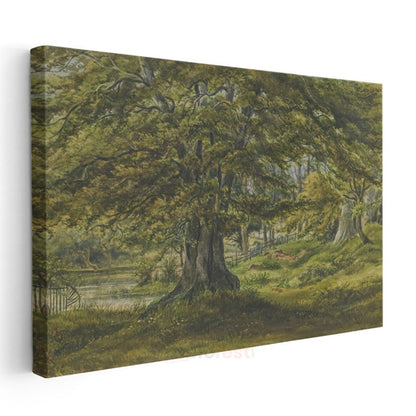 Samuel Palmer - Meşe Ağacı Manzarası Kanvas Tablo