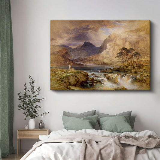 J.M.W. Turner - Dağlık Bölgede Geyik Kanvas Tablo