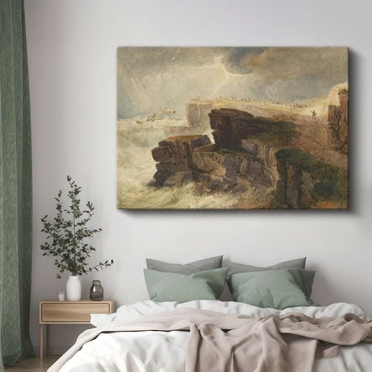 J.M.W. Turner - Fırtınalı Denizde Kayalıklar Kanvas Tablo