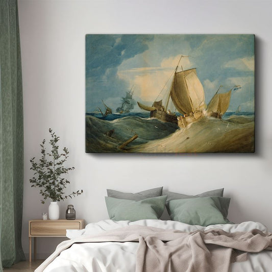 J.M.W. Turner - Fırtınalı Denizde Yelkenliler Kanvas Tablo