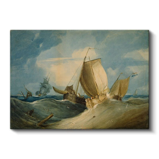 J.M.W. Turner - Fırtınalı Denizde Yelkenliler Kanvas Tablo