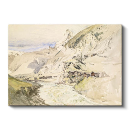 John Ruskin - Alp Dağları Manzarası Kanvas Tablo