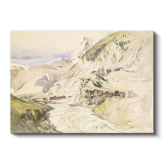 John Ruskin - Alp Dağları Manzarası Kanvas Tablo