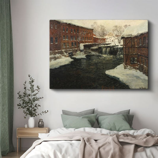 Frits Thaulow - Kış Manzarası Kanvas Tablo