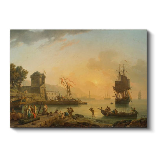 Claude-Joseph Vernet - Akdeniz Limanı Manzarası Kanvas Tablo