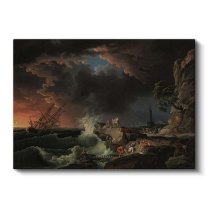 Claude-Joseph Vernet - Fırtınalı Denizde Gemi Kazası Kanvas Tablo