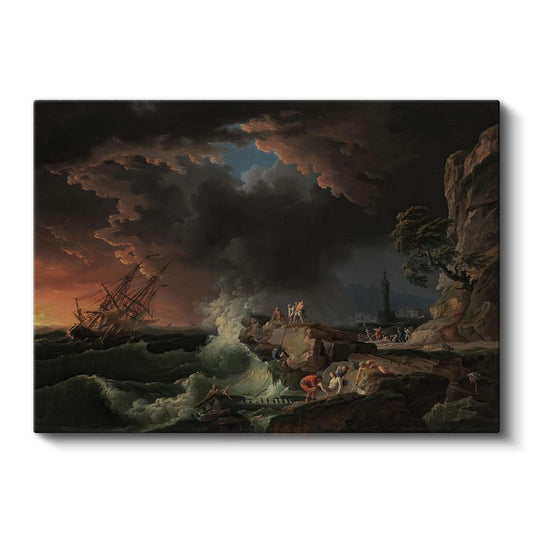 Claude-Joseph Vernet - Fırtınalı Denizde Gemi Kazası Kanvas Tablo
