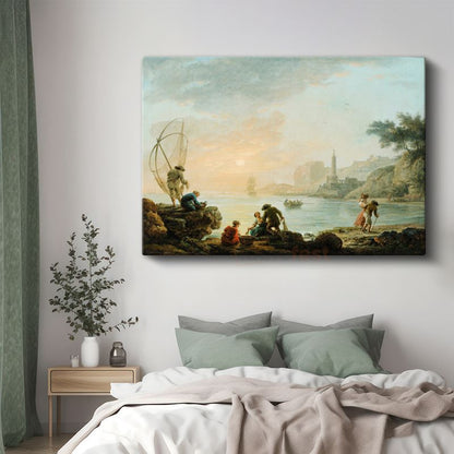Claude-Joseph Vernet - Balıkçılar ve Deniz Feneri Kanvas Tablo