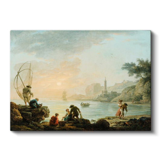 Claude-Joseph Vernet - Balıkçılar ve Deniz Feneri Kanvas Tablo