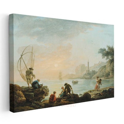 Claude-Joseph Vernet - Balıkçılar ve Deniz Feneri Kanvas Tablo
