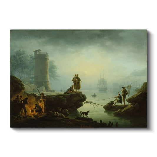 Claude-Joseph Vernet - Limanda Balıkçılar ve Kule Kanvas Tablo