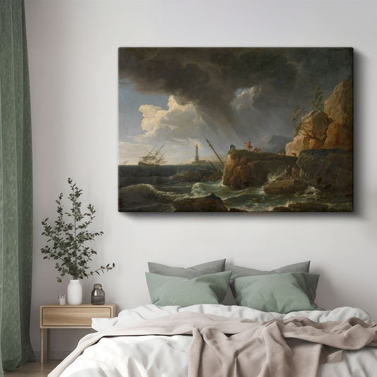 Claude Joseph Vernet - Fırtınalı Deniz Manzarası Kanvas Tablo