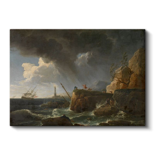 Claude Joseph Vernet - Fırtınalı Deniz Manzarası Kanvas Tablo