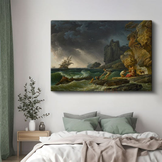 Claude Joseph Vernet - Fırtınada Kurtarma Sahnesi Kanvas Tablo