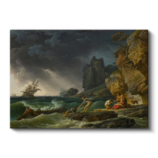 Claude Joseph Vernet - Fırtınada Kurtarma Sahnesi Kanvas Tablo