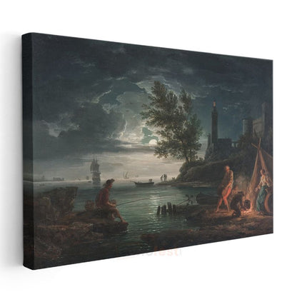 Claude Joseph Vernet - Mehtaplı Kıyı Manzarası Kanvas Tablo