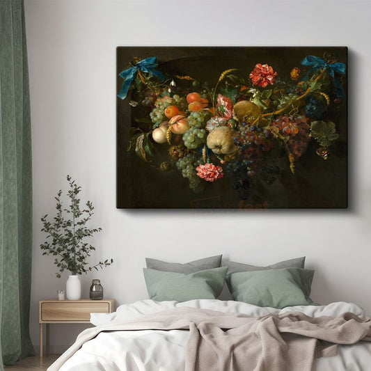 Jan Davidsz de Heem - Meyve ve Çiçek Natürmortu Kanvas Tablo