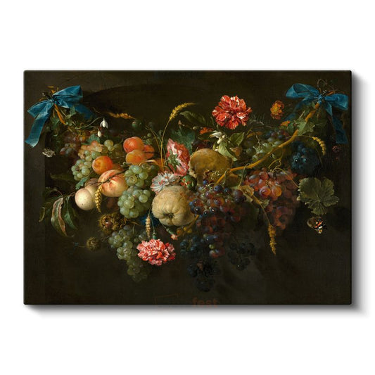 Jan Davidsz de Heem - Meyve ve Çiçek Natürmortu Kanvas Tablo