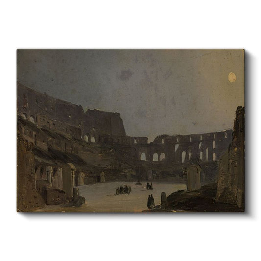 Ippolito Caffi - Colosseum Gece Görünümü Kanvas Tablo