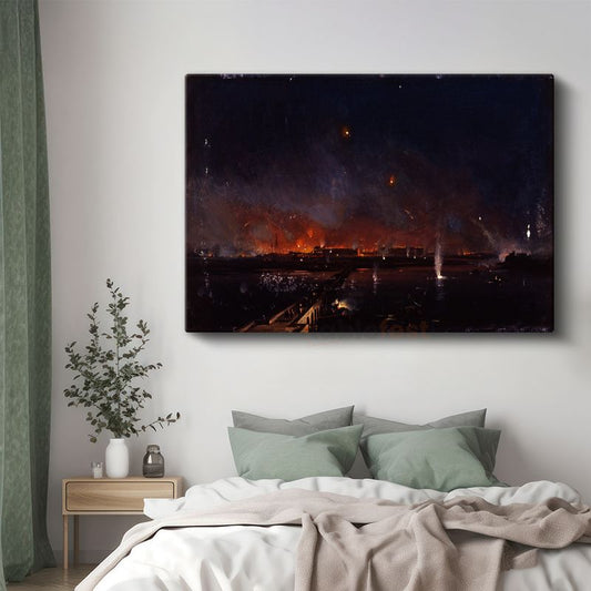 Joseph Mallord William Turner - Gece Yangını Kanvas Tablo