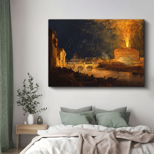 J.M.W. Turner - Roma Castel Sant'Angelo Havai Fişek Gösterisi Kanvas Tablo