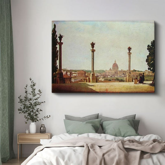 Jean-Baptiste-Camille Corot - Roma Panoraması ve St. Peter Bazilikası Kanvas Tablo