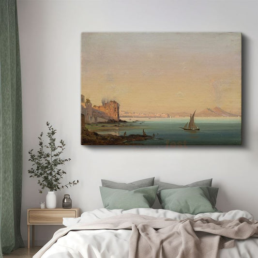 Claude Lorrain - Napoli Körfezi ve Vezüv Manzarası Kanvas Tablo